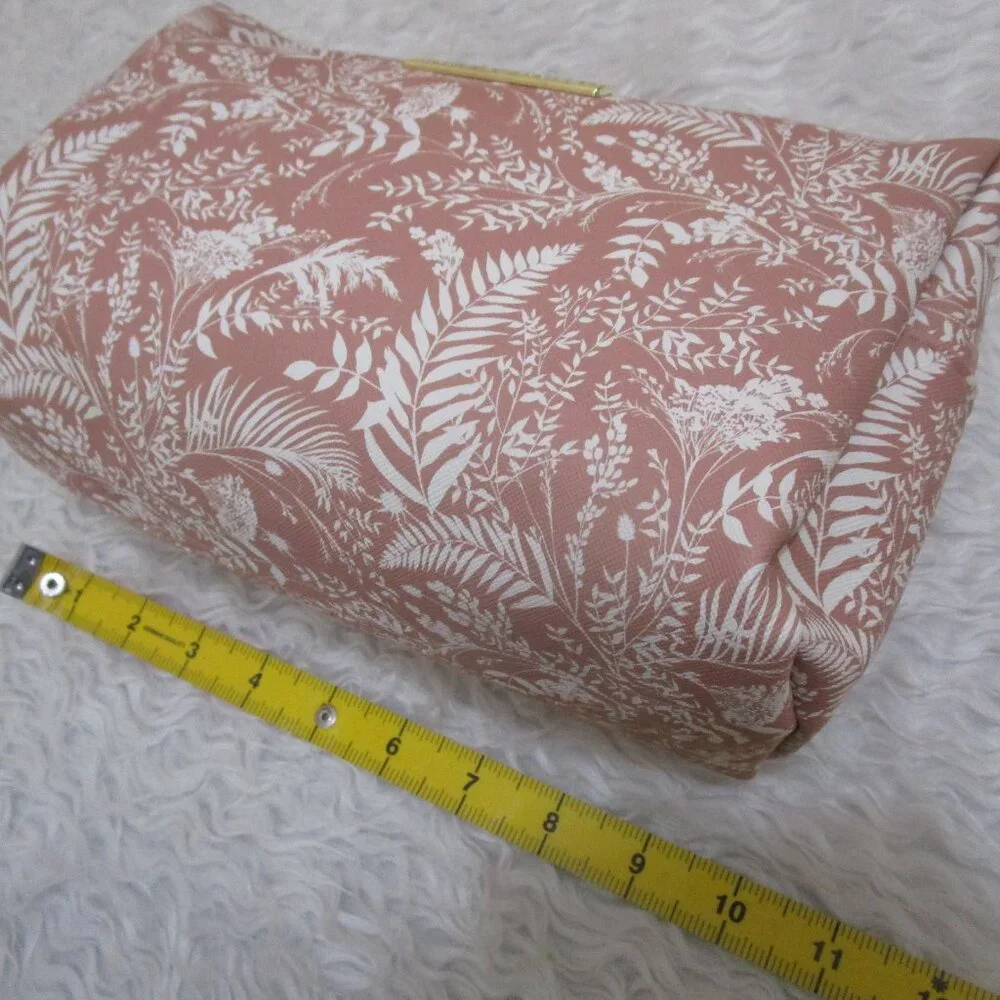 NWT Beautiful Large Vince Camuto Pink and white floral Makeup Bag Pouch 12X6